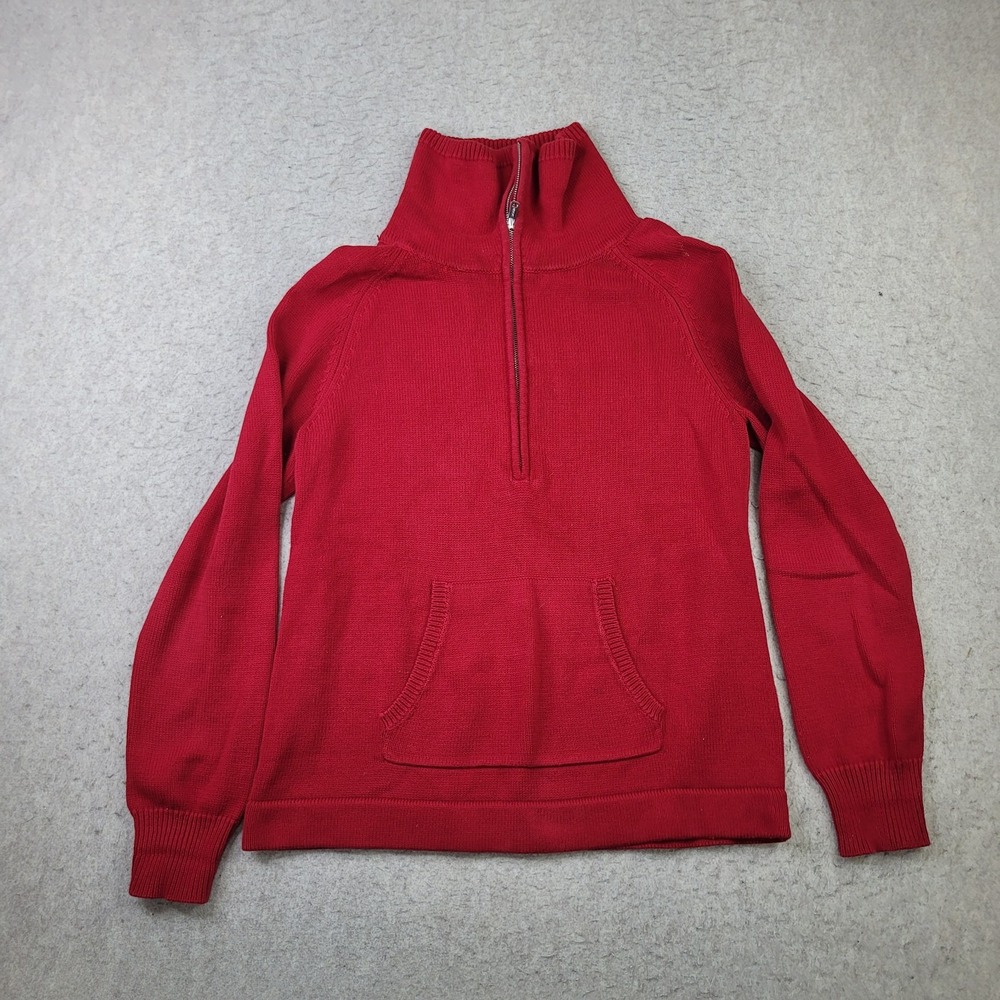 Lauren Ralph Lauren 1/4 Zip Pullover Sweater Womens XL Red Knit Mock Neck